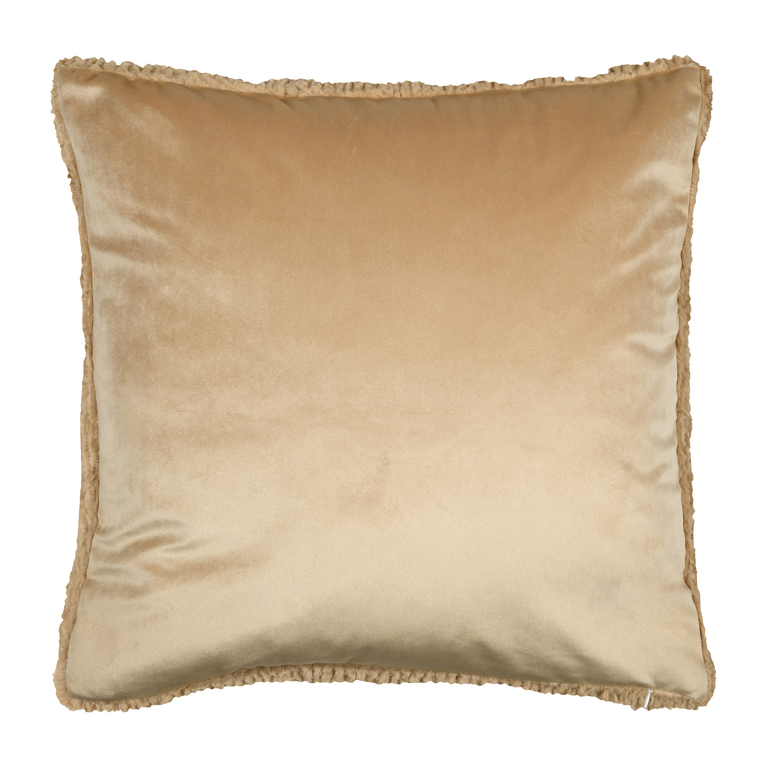 Coussin carré fausse fourrure avec recto velours - Beige