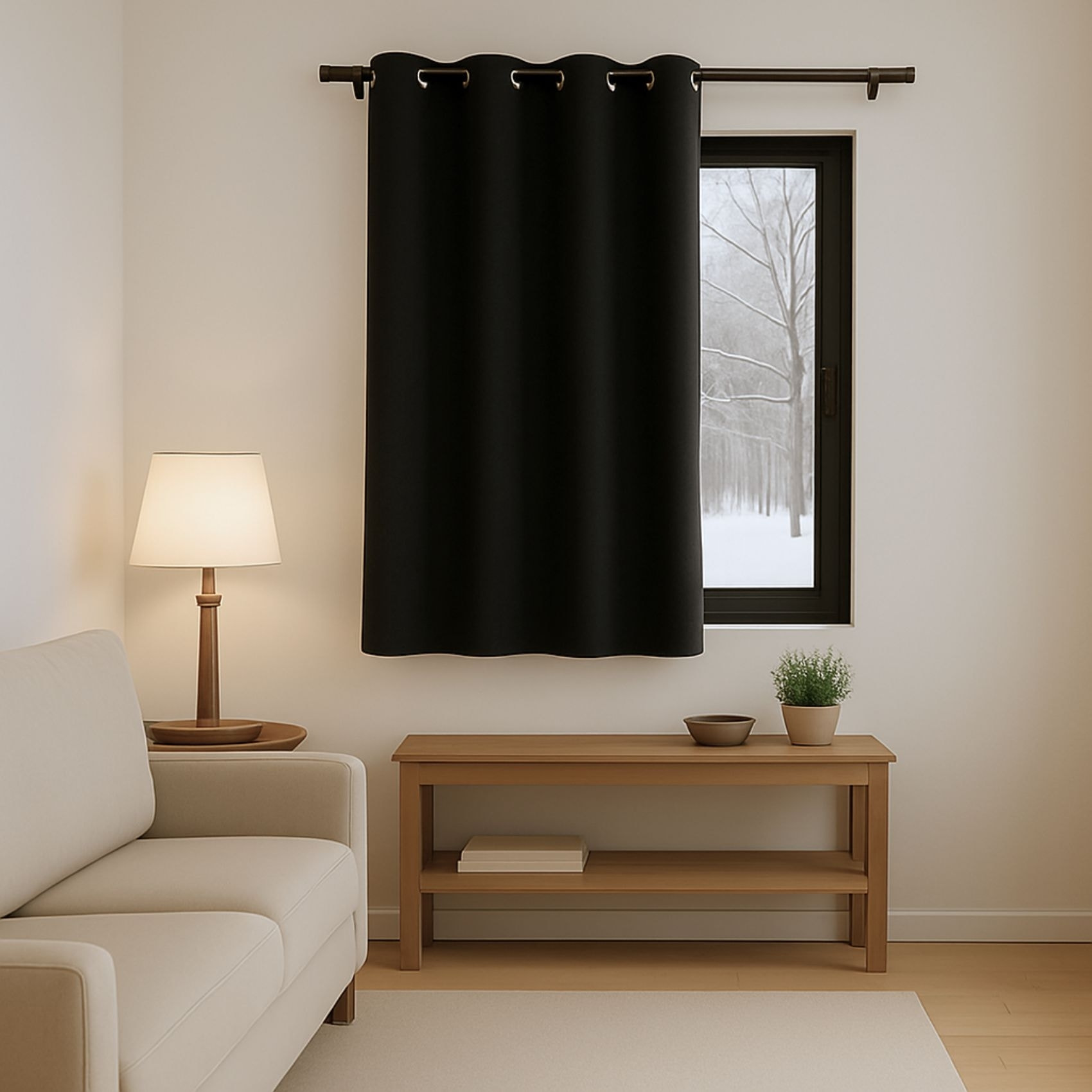 Rideau anti-froid doublé polaire - Noir