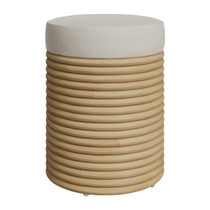 Tabouret en rotin et tissu crème H 43 cm - Théa