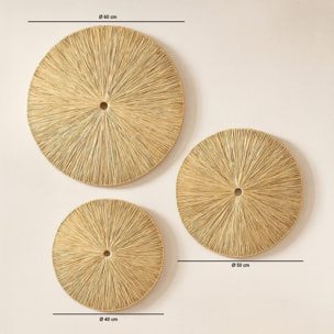 Set de 3 décorations murales en raphia 60, 50 et 40cm MIRI