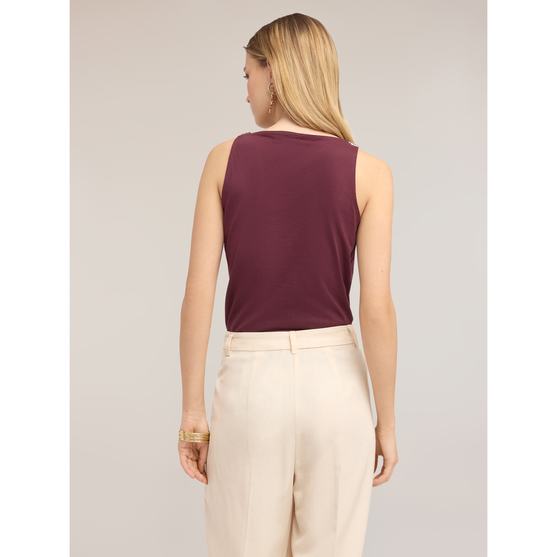 Motivi - Top con strass a rete - Viola