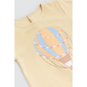 Tutina per neonato a maniche lunghe con stampa di palloncini gialli