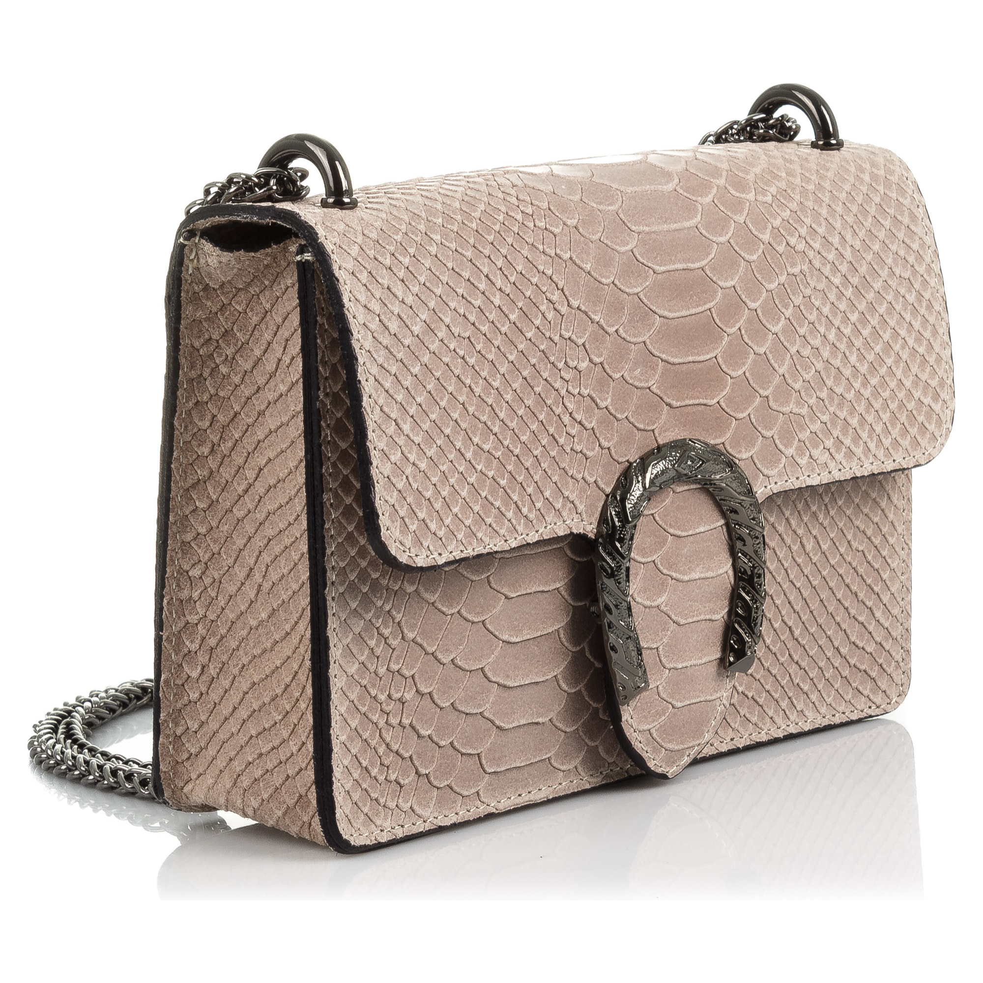 Lorenza Bolso de mano Mujer.Piel auténtica Gamuza Grabado Serpiente