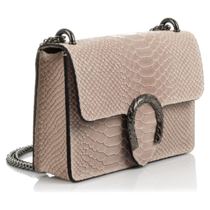 Lorenza Bolso de mano Mujer.Piel auténtica Gamuza Grabado Serpiente