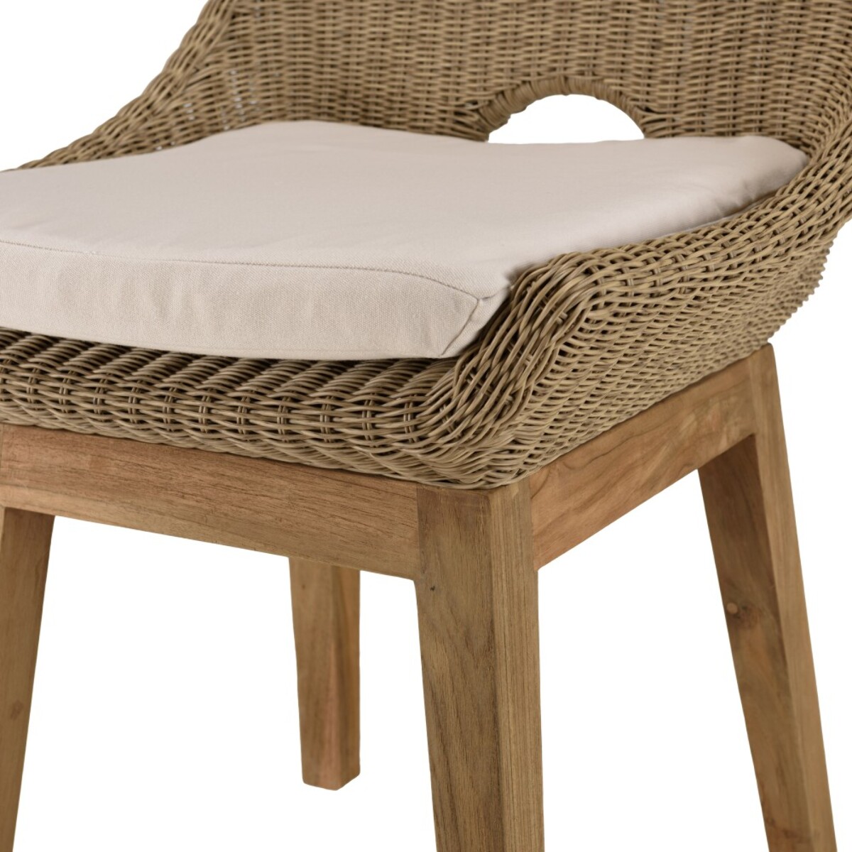 KALLY - Ensemble de jardin en bois teck recyclé rotin synth. 6/8 pers.