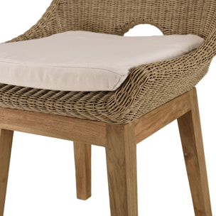 KALLY - Ensemble de jardin en bois teck recyclé rotin synth. 6/8 pers.