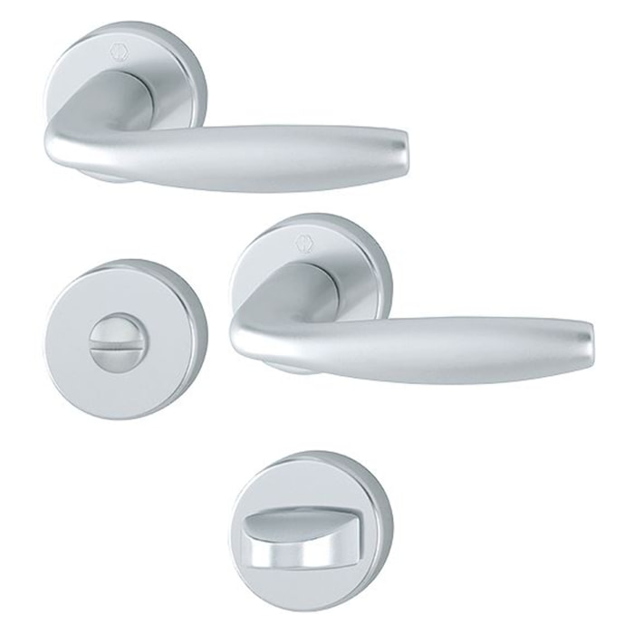 Paire de béquilles sur rosace New-York HOPPE 1810/42K/42KS Argent Alu - Bec de cane condamnation - 3736195