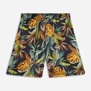 Pantaloncini donna in satin di viscosa a fantasia tropical