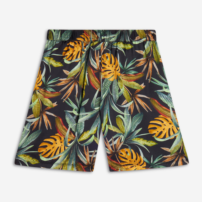 Pantaloncini donna in satin di viscosa a fantasia tropical