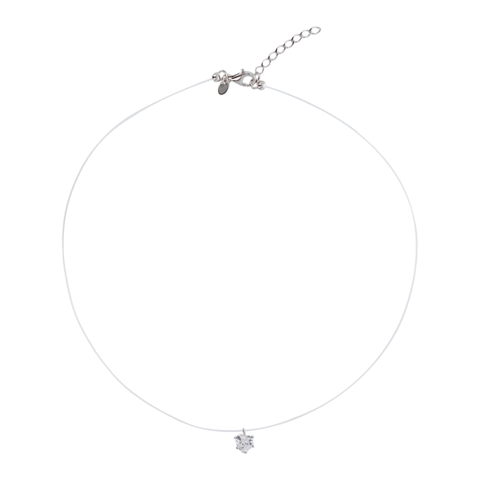 Collana Fantasmino con Pendente Cuore in Cubic Zirconia placcata Rodio
