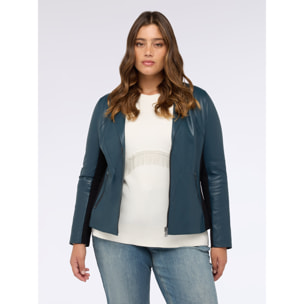 Fiorella Rubino - Giacca biker con parti in tessuto stretch - Verde