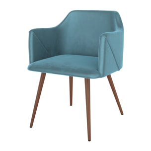 Lot de 2 chaises avec accoudoirs en velours bleu - Daisy