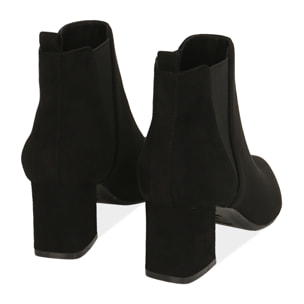 Ankle boots neri in microfibra, tacco 6 cm