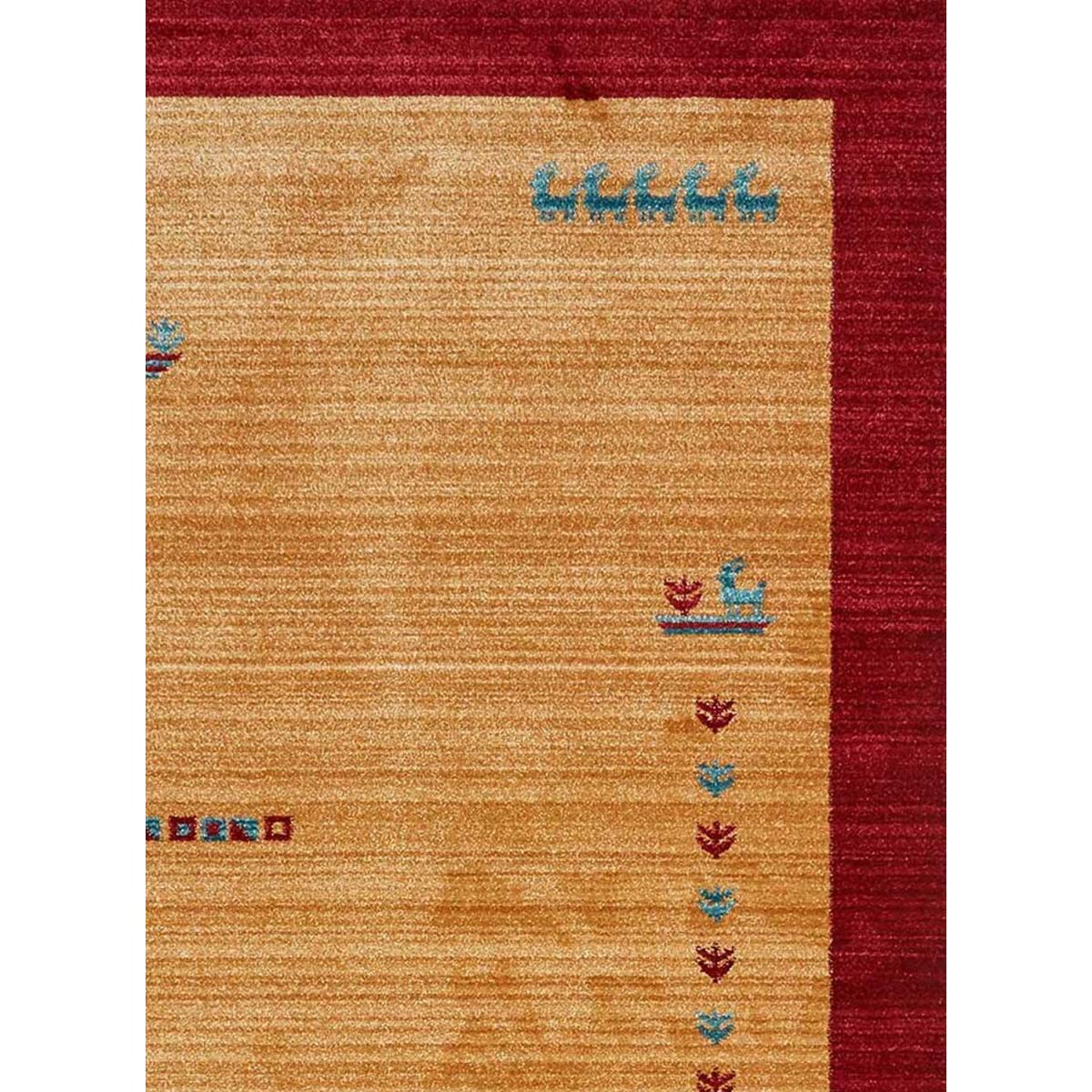 Tapis Tevu beige et rouge au motifs d'inspiration Ethnique