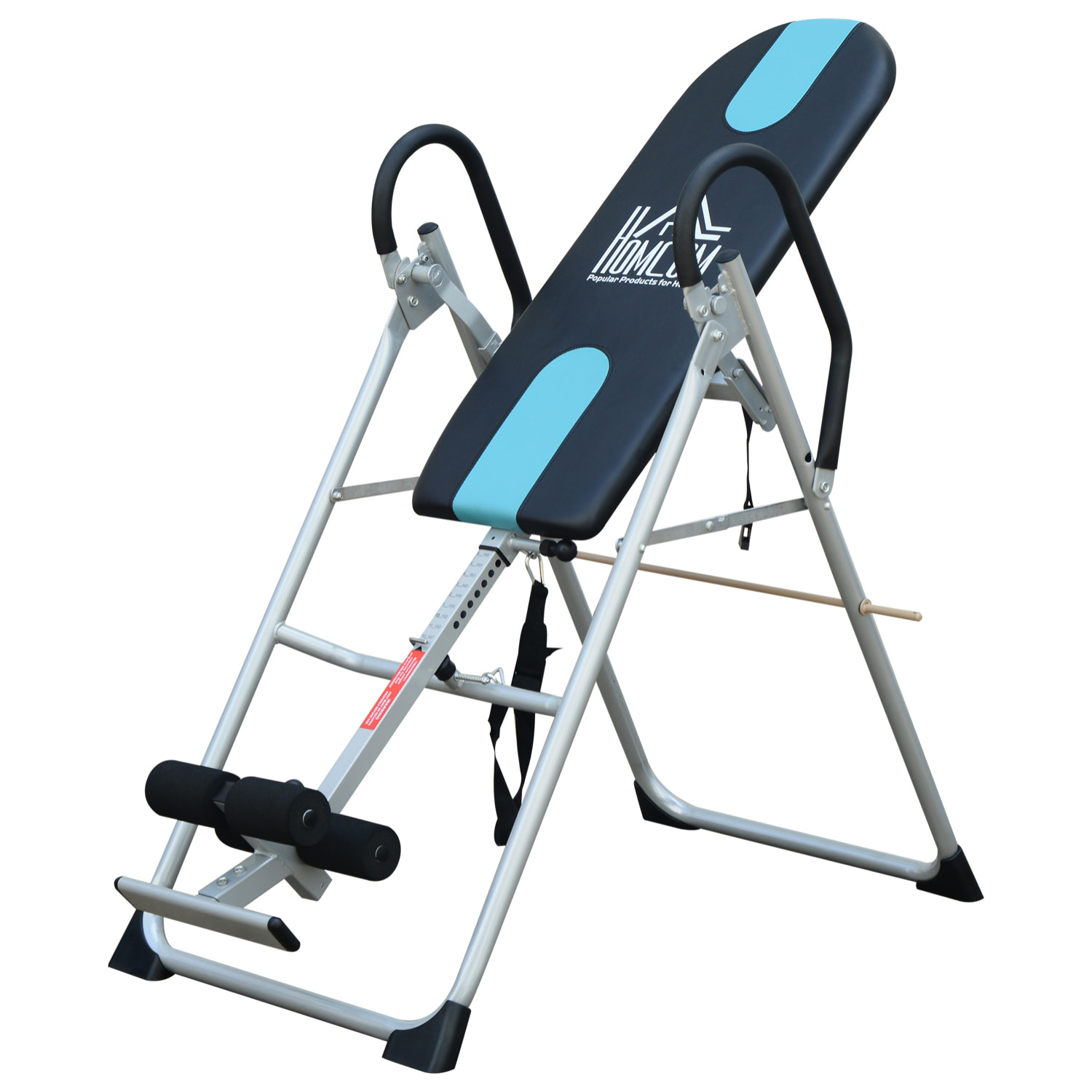 Table d'inversion de musculation pliable ceinture de sécurité réglable acier coloris argent noir