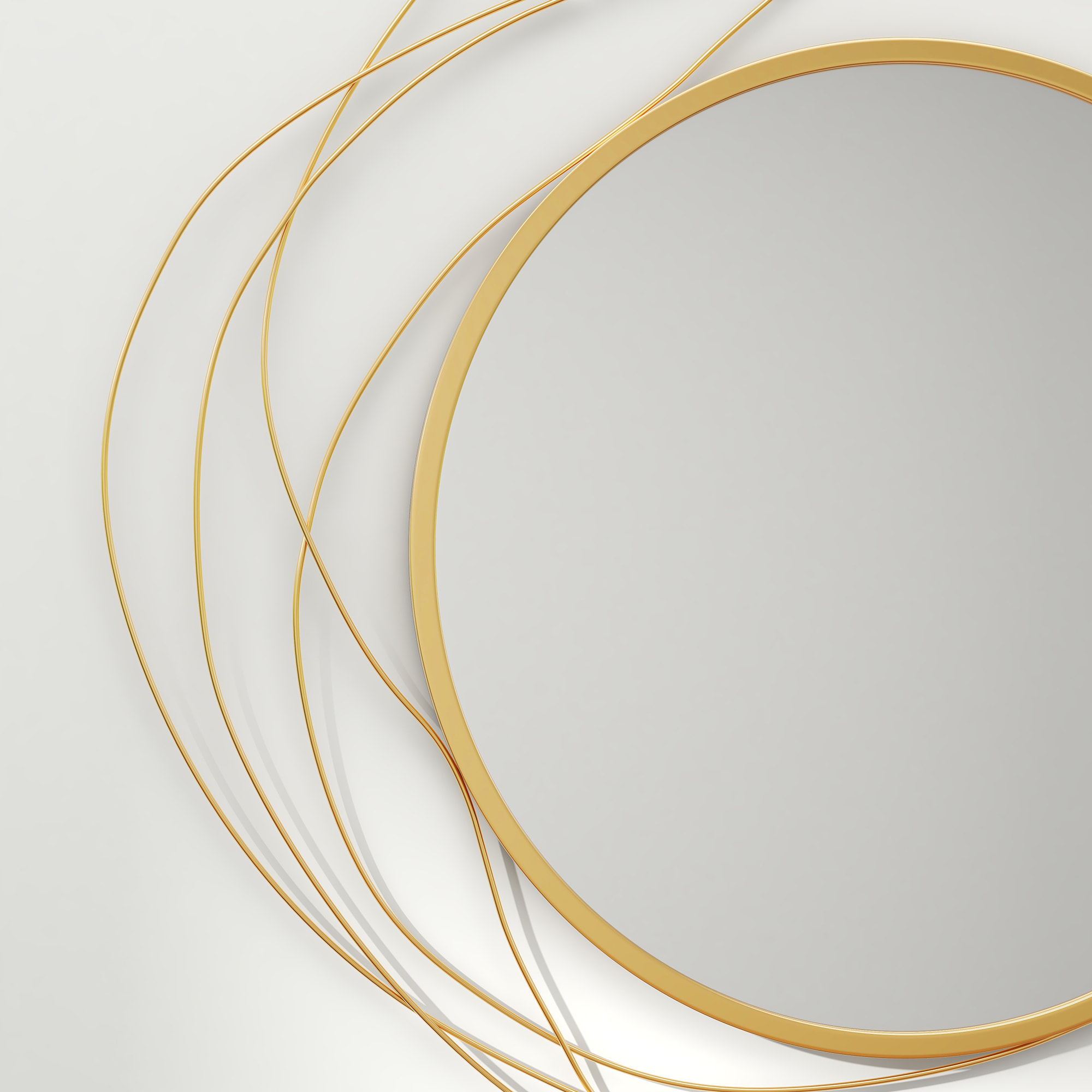 Espejo Decorativo de Pared, Adorno de Pared Metálico, Ø65 cm, con Ganchos, para Salón, Dormitorio, Pasillo, Dorado