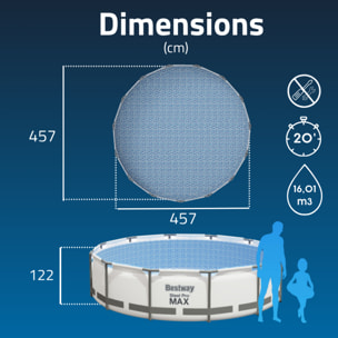 Bestway Piscine hors sol tubulaire ronde Bestway Steel Pro Max 457 x 122 cm gris clair