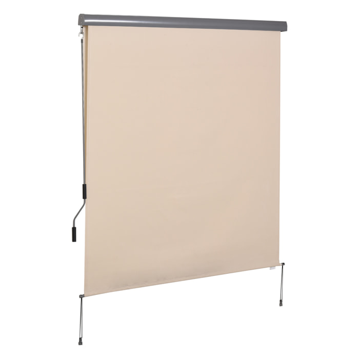 Store extérieur enrouleur vertical 1,6L x 2,5H m - manivelle - alu polyester haute densité 280 g/m² anti-UV50+ beige