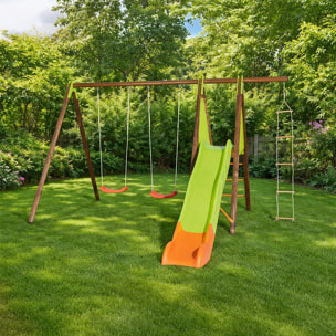 Balançoire en bois poutre métal 2,30 m Techwood Premium XALTO - 5 enfants