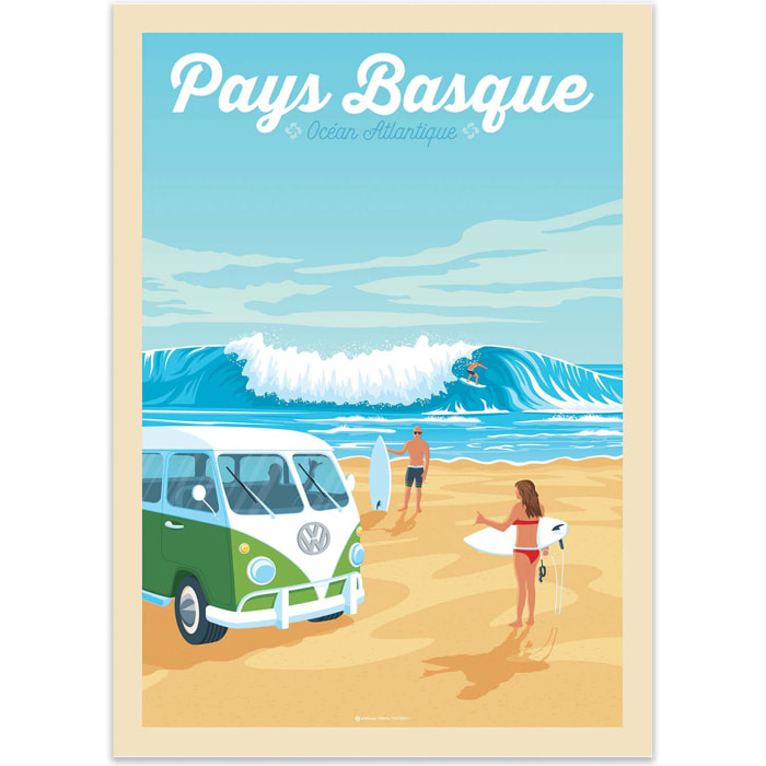 Affiche - Pays Basque Van Surf - Olahoop Travel Posters