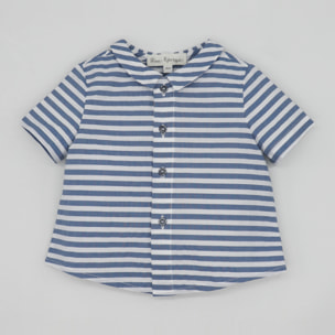 CAMISA MANGA CORTA RAYAS AZUL Y BLANCO