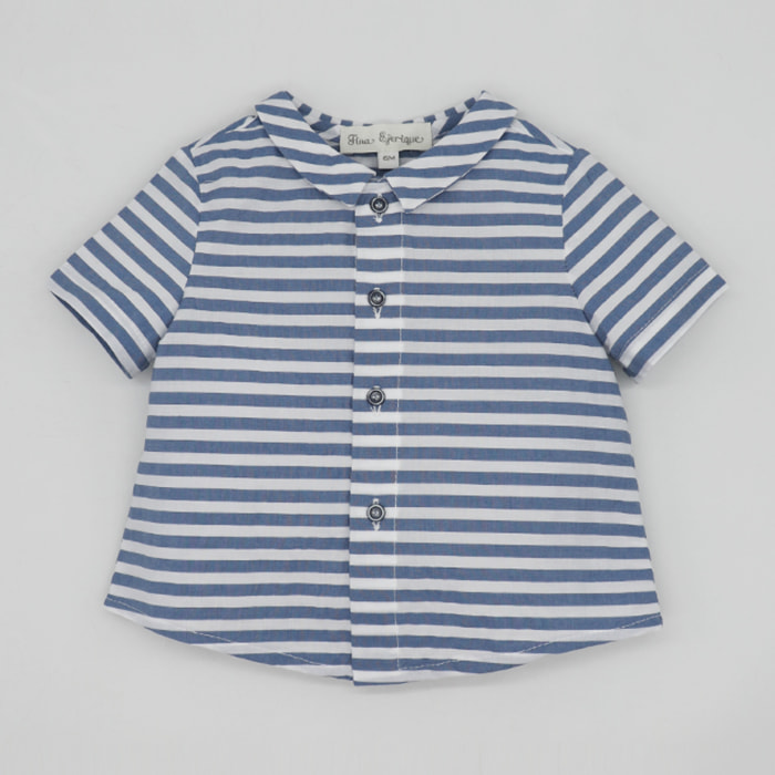 CAMISA MANGA CORTA RAYAS AZUL Y BLANCO