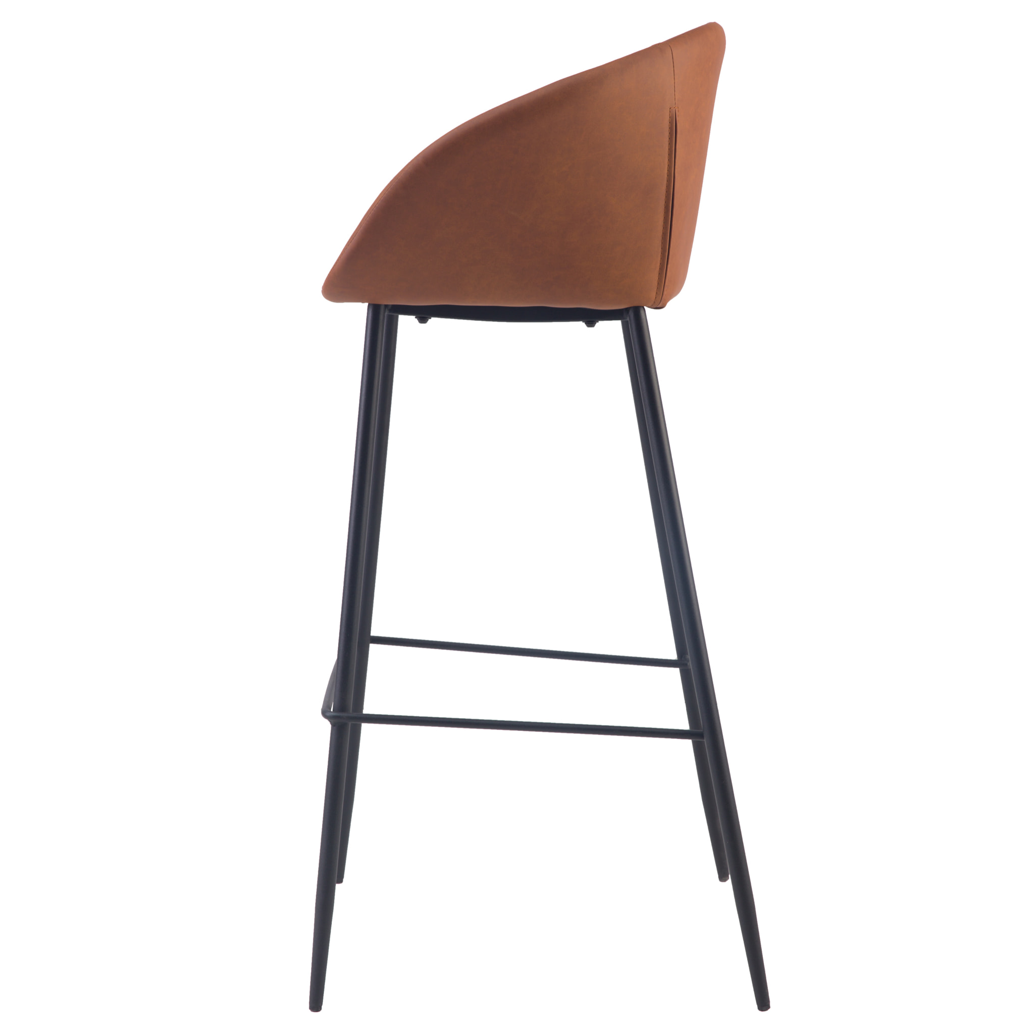 Lot de 2 chaises de bar 75 cm en cuir synthétique marron - Kalba