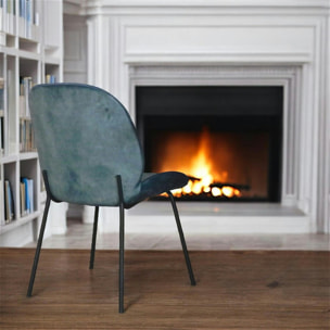 Lot de 2 chaises modernes velours bleu FLORENCE