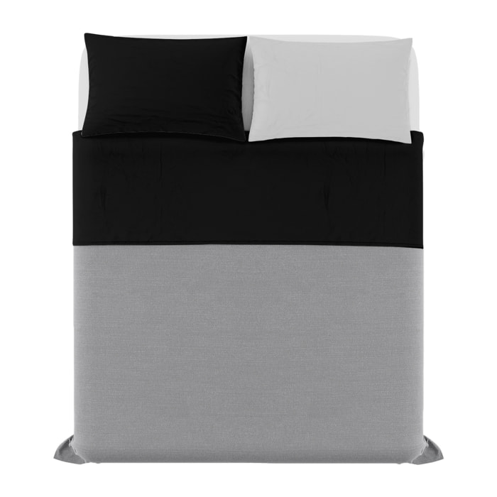 COMPLETO LETTO NATURAL COLOUR MADE IN ITALY COTONE-NERO/GRIGIO CHIARO MATRIMONIALE