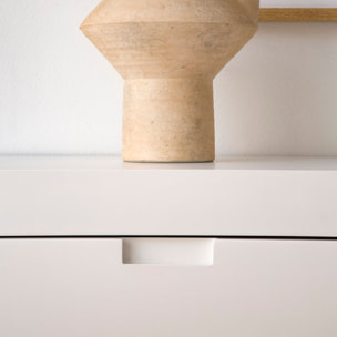 Commode Sisal -bois massif et panneau de mdf-couleur laqué blanc mat 115 x 85 x 43 cm