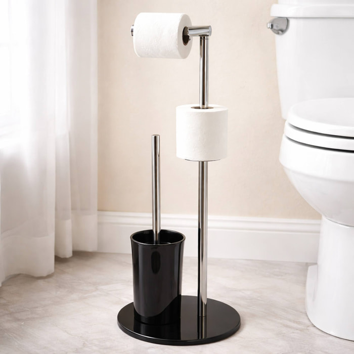 Escobillero de WC en Vidrio, Acero inoxidable y plástico en color Negro