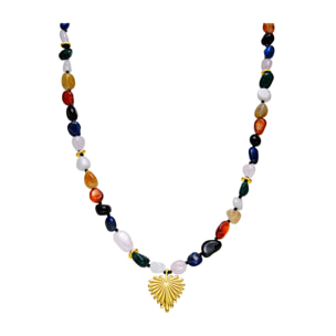 Collar con Multicolor Piedra Natural acabado oro 18k