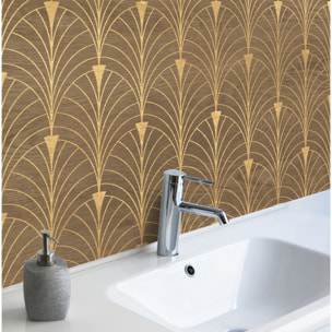 Stickers adhesivos de CERAMIKO - Madera y art-decó dorado 80x210