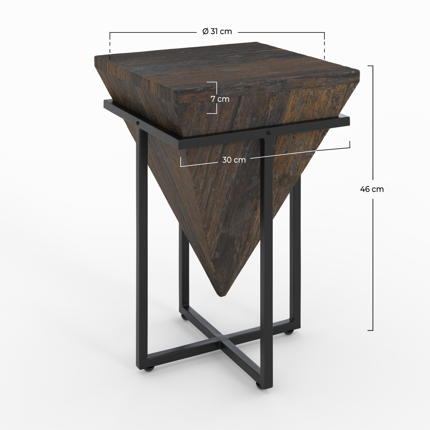 Petite table d'appoint en bois et métal - Shanghai