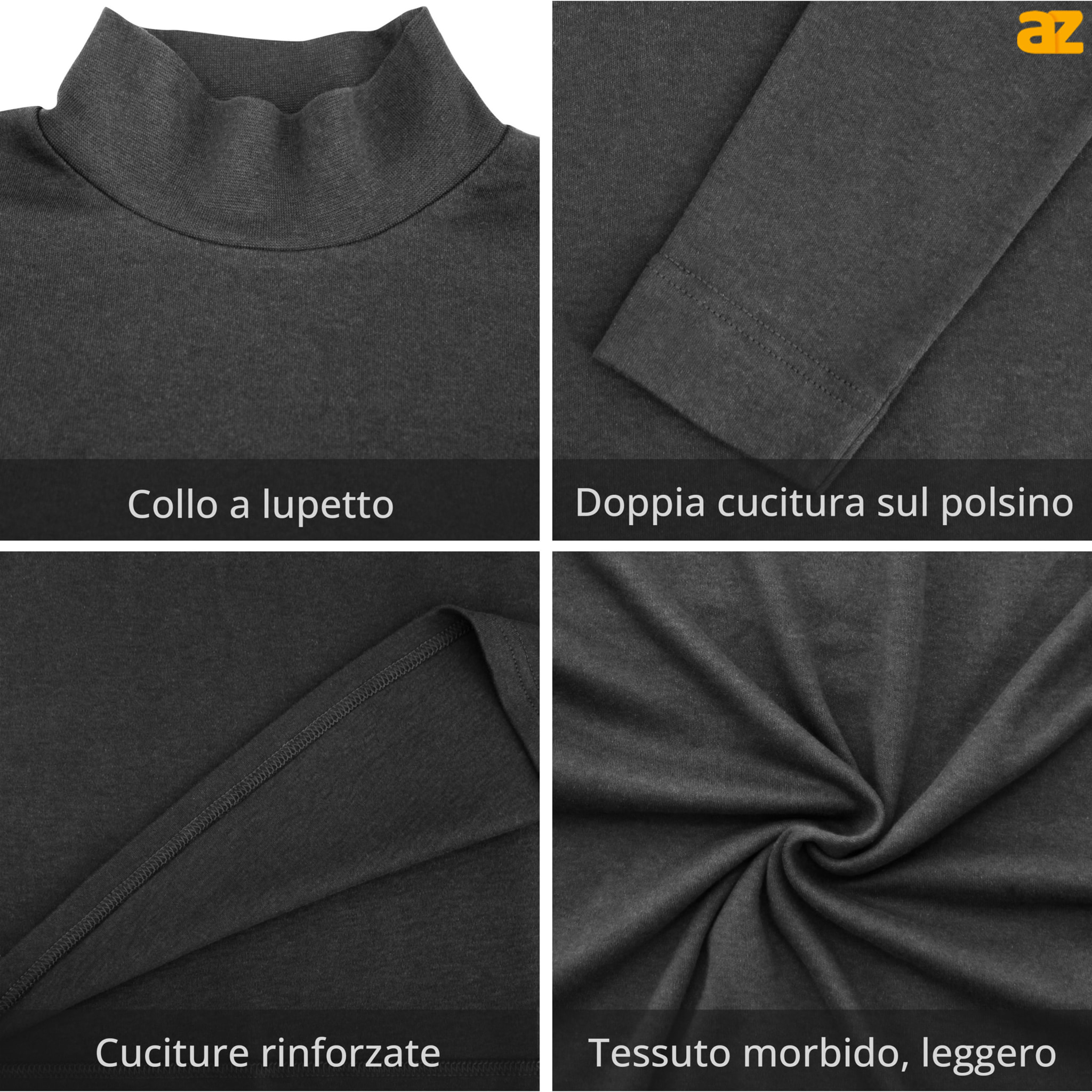 Lupetto Interlock Navigare, Confezione da 2 pezzi, Art.915, Grigio Melange