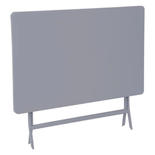 Table de jardin pliante rectangulaire "Greensboro" gris quartz 4 places en acier traité époxy