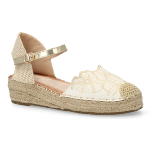 Sandalia de cuña de yute para mujer, comodas y elegantes, diseño de flores