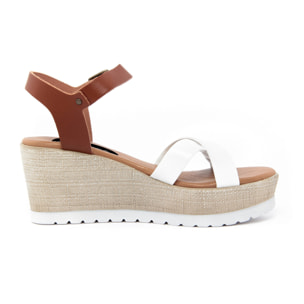 Sandalo con zeppa Donna colore Bianco