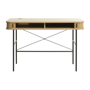 Bureau Bois Naturel Alba, L.120 x P.60 x H.75 cm, Style Minimaliste