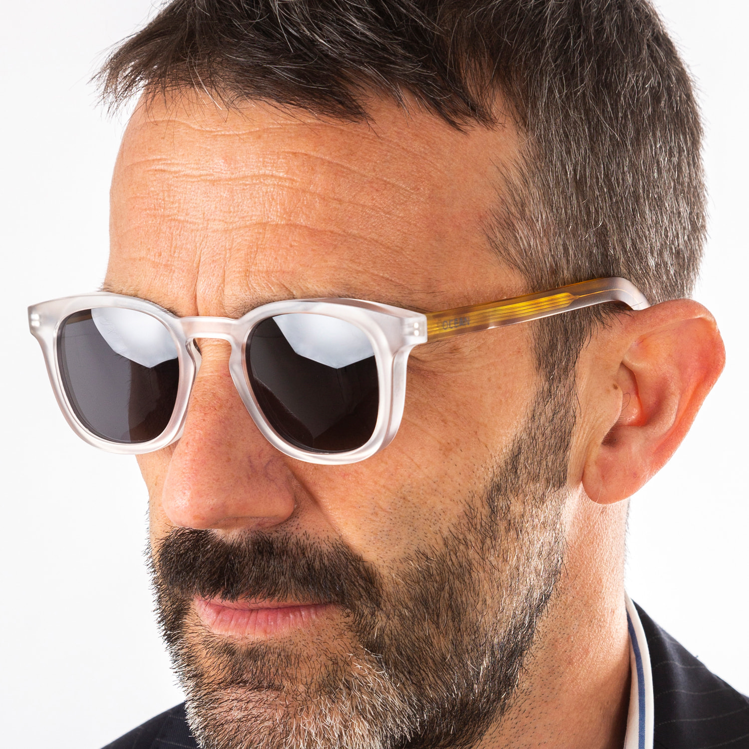 Gafas de sol OCEAN CASSIS - Blanco transparente mate con patillas en carey y / Ahumada