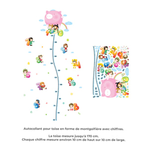 Stickers Muraux décoration adhésifs Toise Enfants avec Montgolfière
