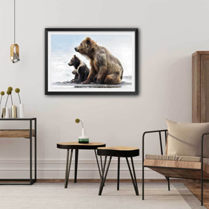 Affiche animaux profile Family Affiche + cadre en bois - Noir