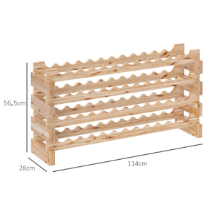 Étagère à bouteilles casier à vin range bouteilles horizontal 4 niveaux 48 bouteilles max. dim. 114L x 28l x 56H cm bois