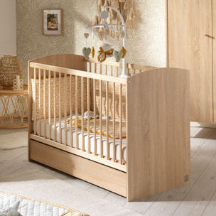 Chambre bébé complète Access, Lit 120x60 et Commode à langer - Chêne doré