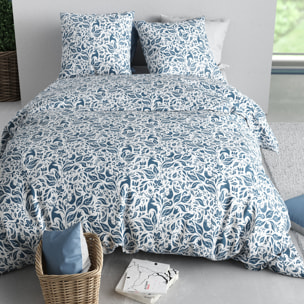 Parure housse de couette imprimé 100% coton - blouva - bleu