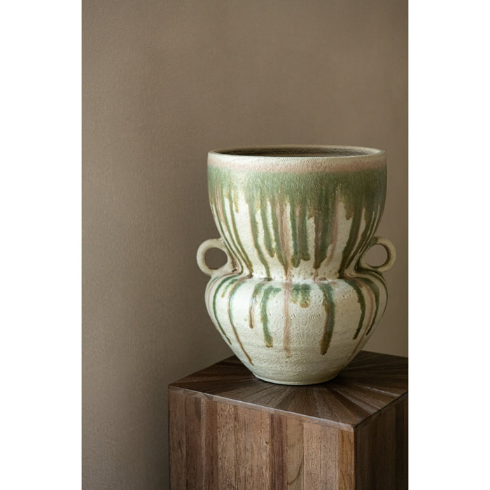 J-Line vase - céramique - vert olive/beige clair