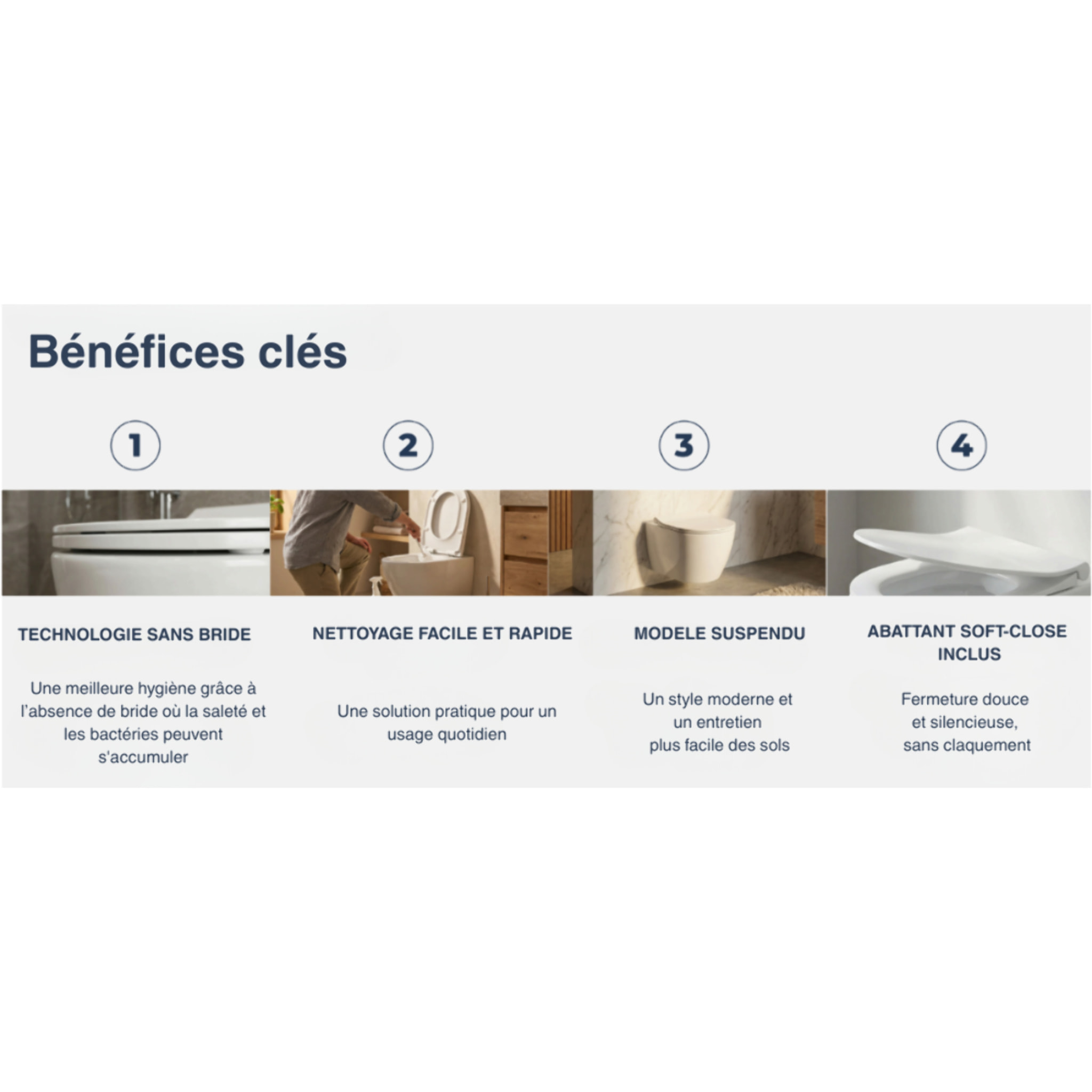 Bello Cuvette suspendue sans bride + Abattant frein de chute, Blanc (BelloRimless)