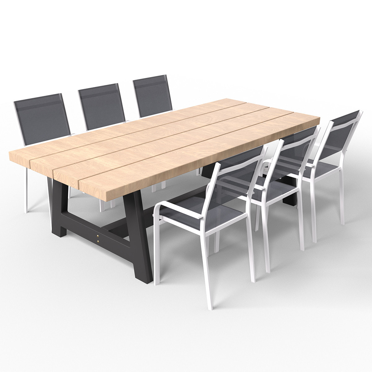 Table de jardin 6/8 places en bois + 6 chaises en aluminium - UBUD