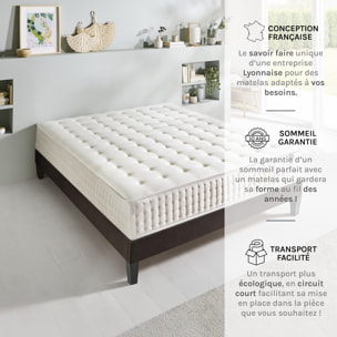 Ensemble Matelas Vendôme & Sommier KIT15, 25 cm, Mémoire de Forme et Mousse Supersoft, Technologie tri-Lattes, Soutien ferme