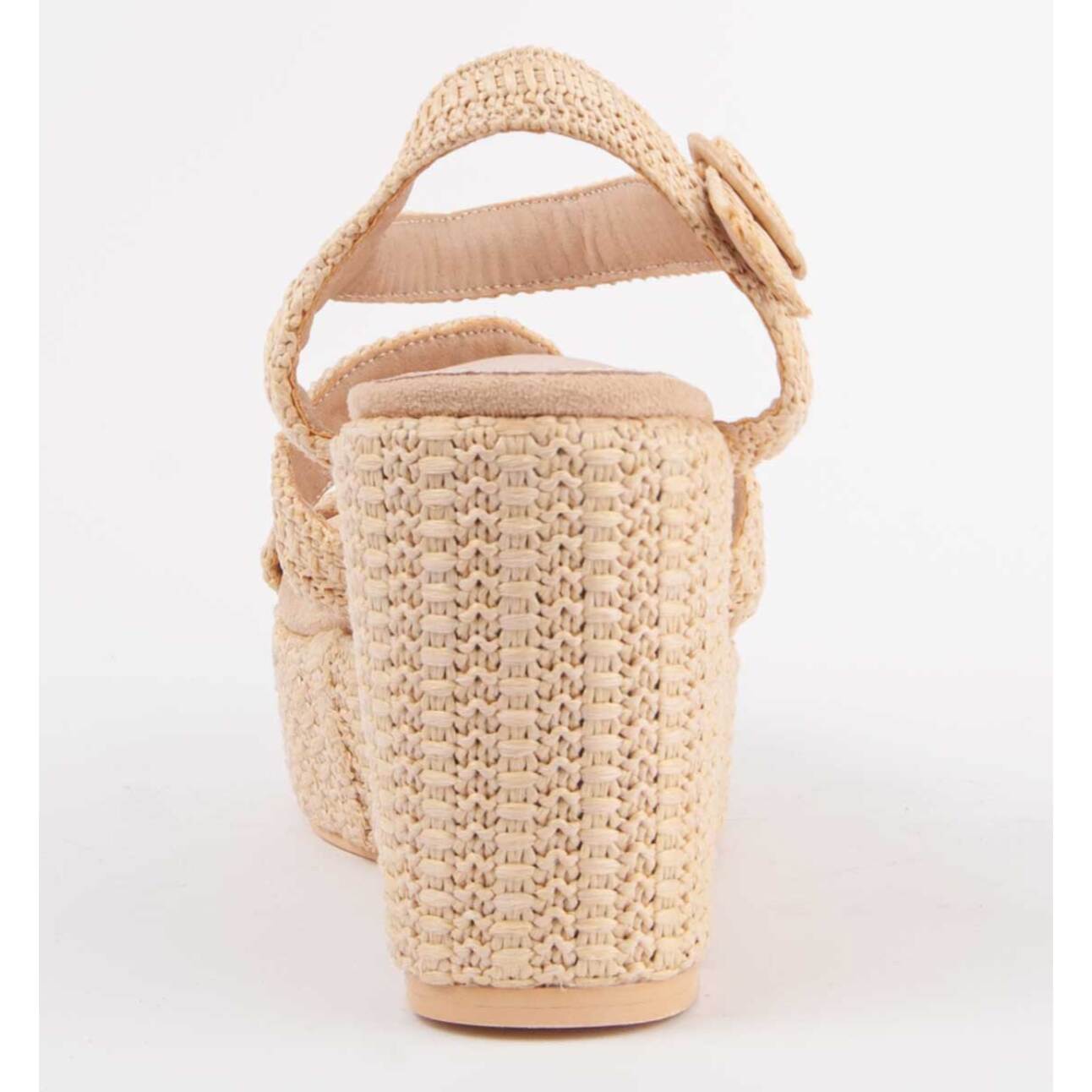 Sandalia De Cuña - Beige - Altura: 10 Cm